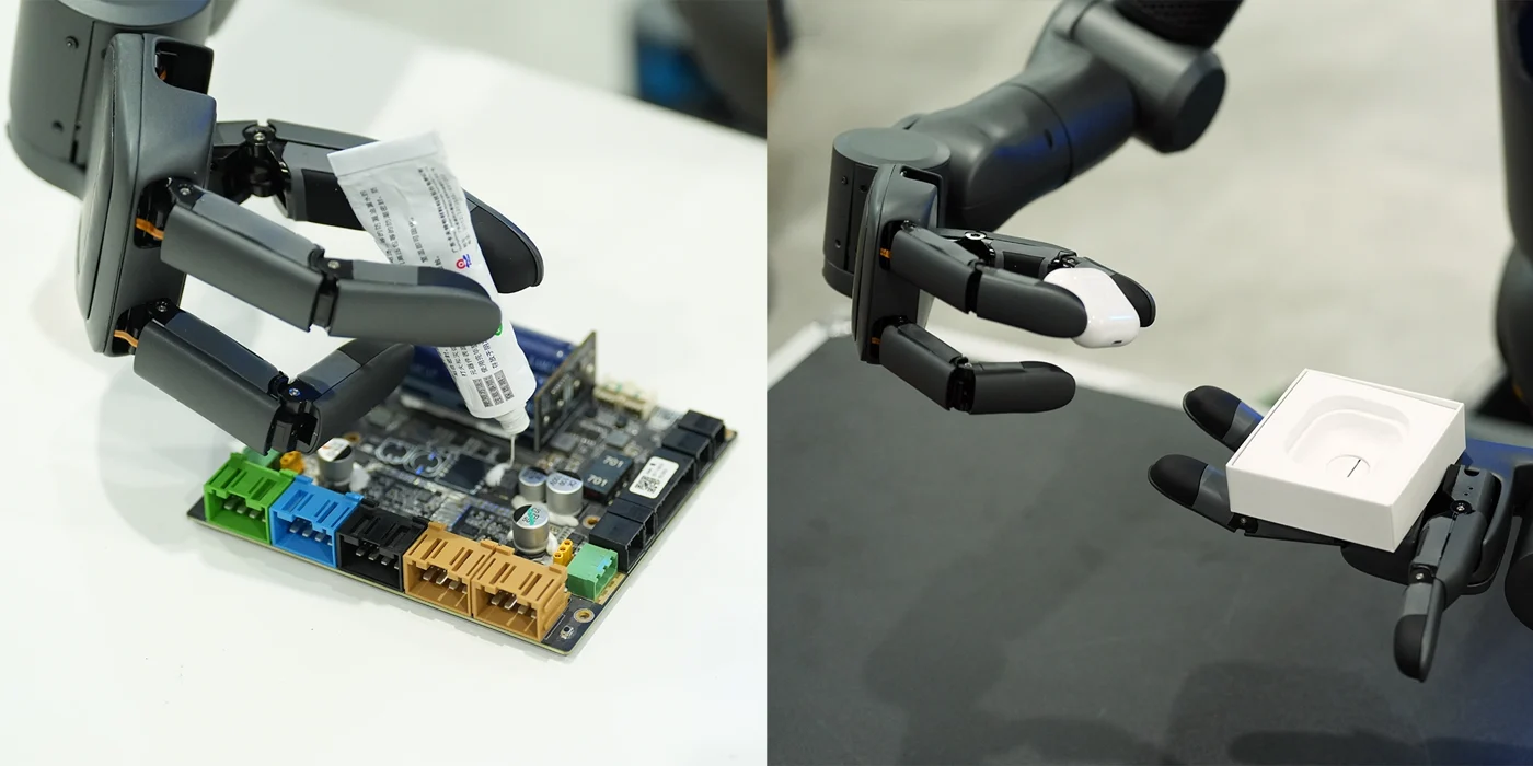 Fine manipulation of small components using industrial grippers.