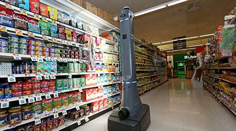 Marty in a stocked grocery aisle