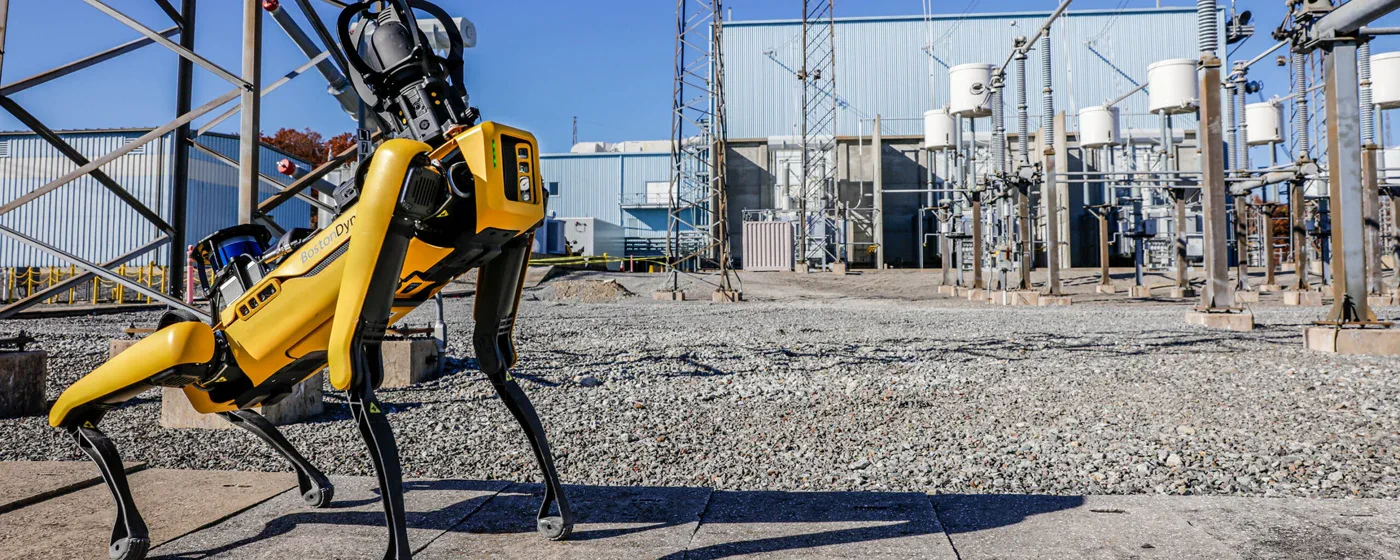 Inspection in an electric utility/substation, with an inspection payload on Spot.